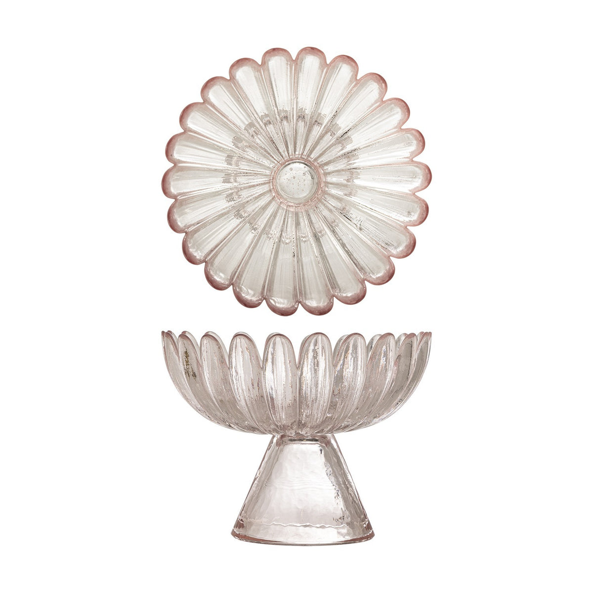 Nalu Glass Pedestal Bowl 13cm - Pink
