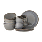 Sandrine Stoneware Breakfast Set of 12 - Grey
