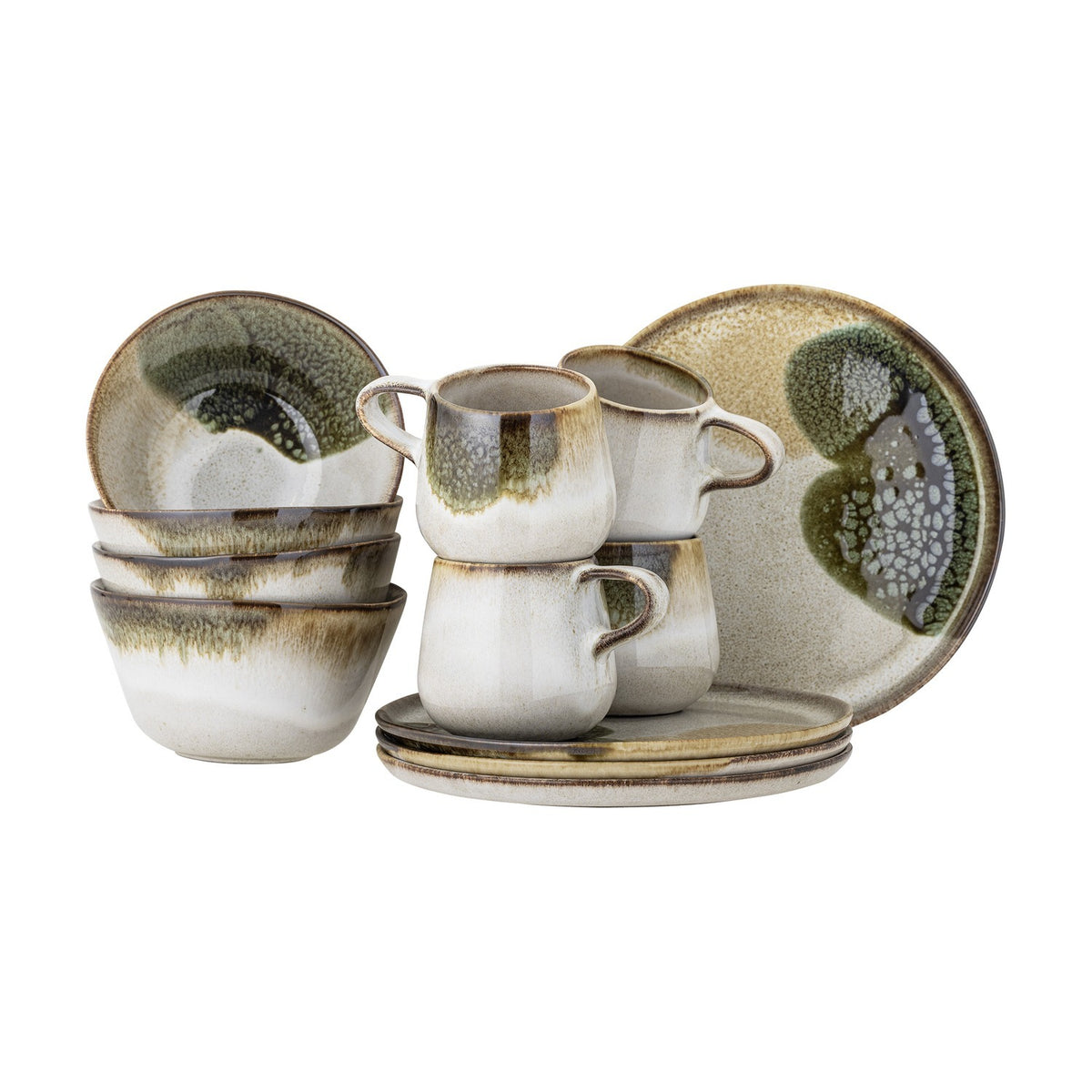 Jules Stoneware Breakfast Set of 12 - Cream
