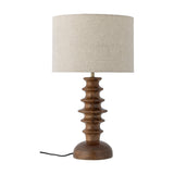 Elinora Wooden Table Lamp with Linen Shade - Brown