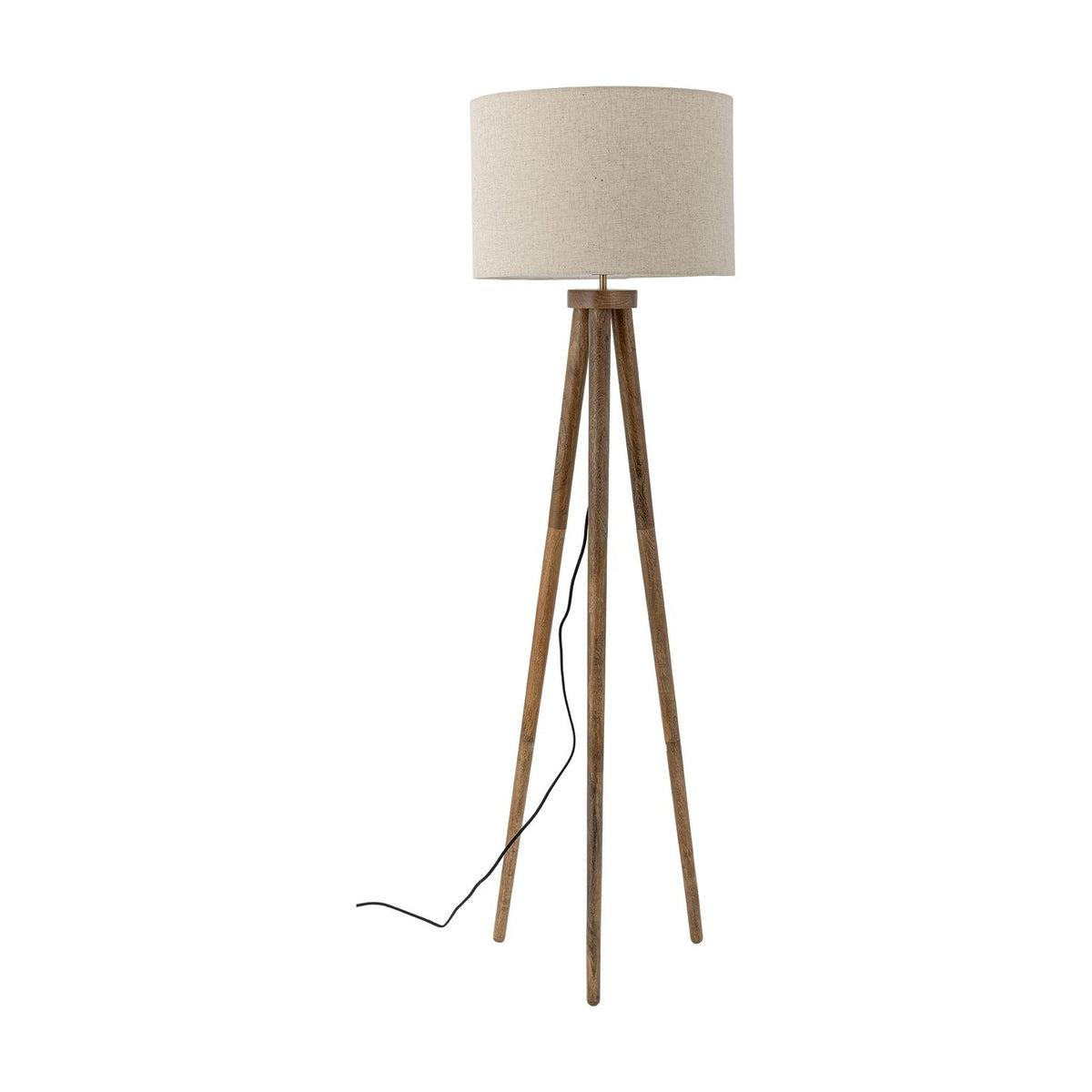 Etienne Wooden Floor Lamp with Linen Shade - Brown