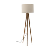 Etienne Wooden Floor Lamp with Linen Shade - Brown