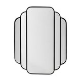 Mas Iron Wall Mirror 63x80cm in black, featuring five stepped mirrored panels with slim rounded iron frames in a fan-like symmetrical layout, shown on a plain white background.