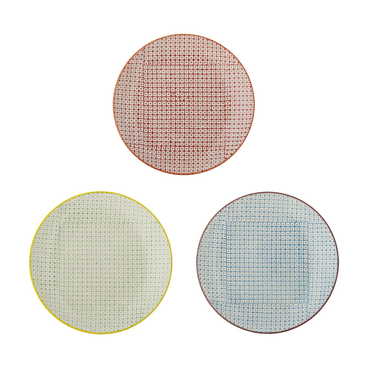 Carla Geometric Stoneware Side Plates Set of 3 - Multi