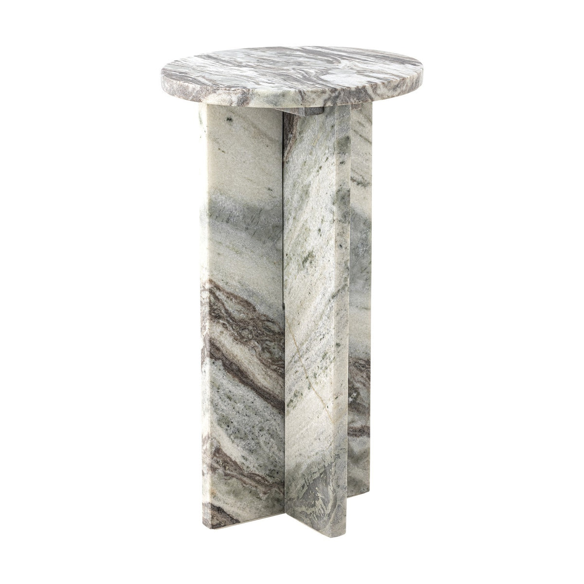Jasmia Round Marble Side Table - Grey