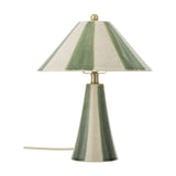 Olive Striped Stoneware Table Lamp - Multi