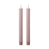 Ponza Ribbed LED Candles Pack of 2 - Pink