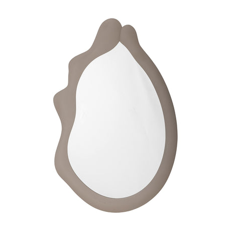 Aika Wall Mirror 60x94cm in beige MDF with an irregular, wavy frame and pebble-shaped glass, shown against a plain white background.