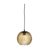 Sybia Ribbed Glass Pendant Light - Amber