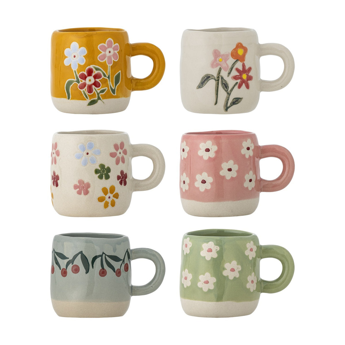 Millie Stoneware Cups 110ml Set of 6 - Multi