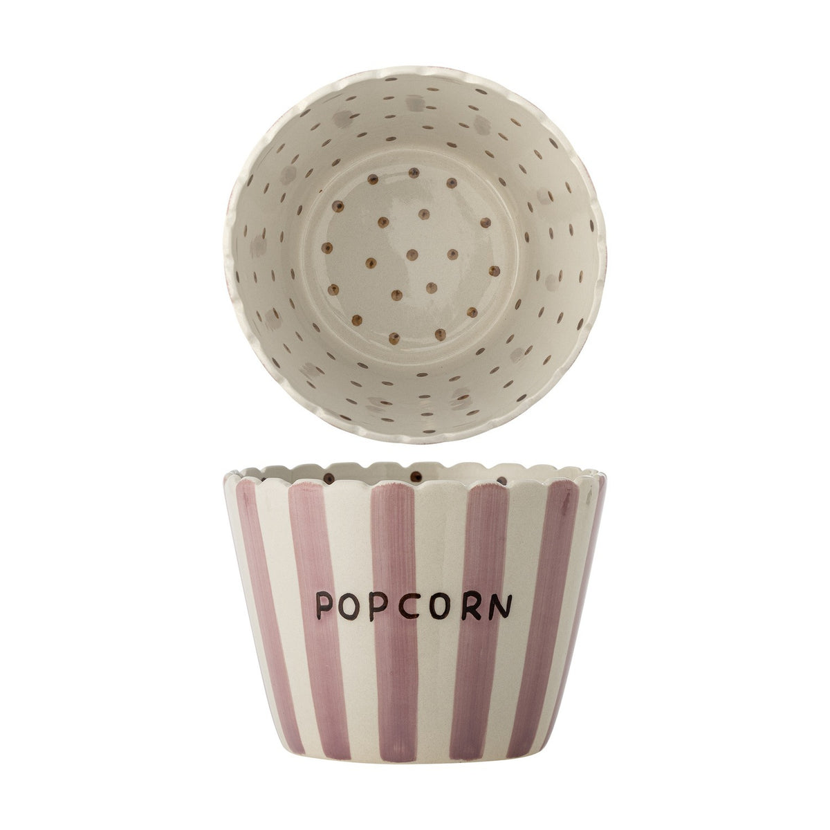 Chip Striped Stoneware Bowl 17.5cm - Pink