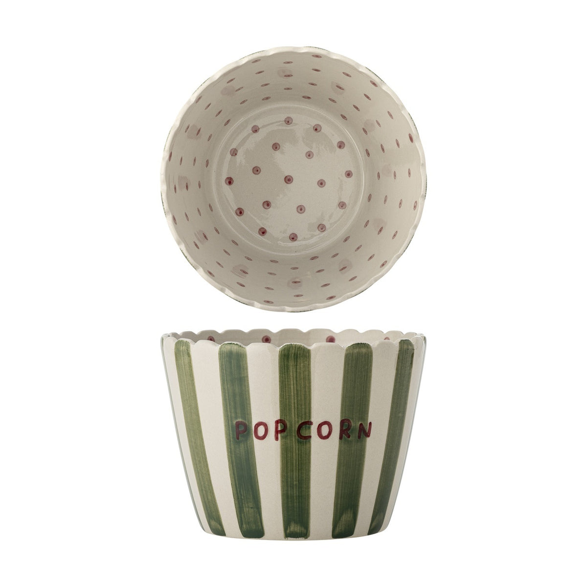 Chip Striped Stoneware Bowl 17.5cm - Green