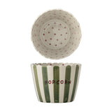 Chip Striped Stoneware Bowl 17.5cm - Green