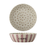 Chip Striped Stoneware Bowl 24cm - Pink