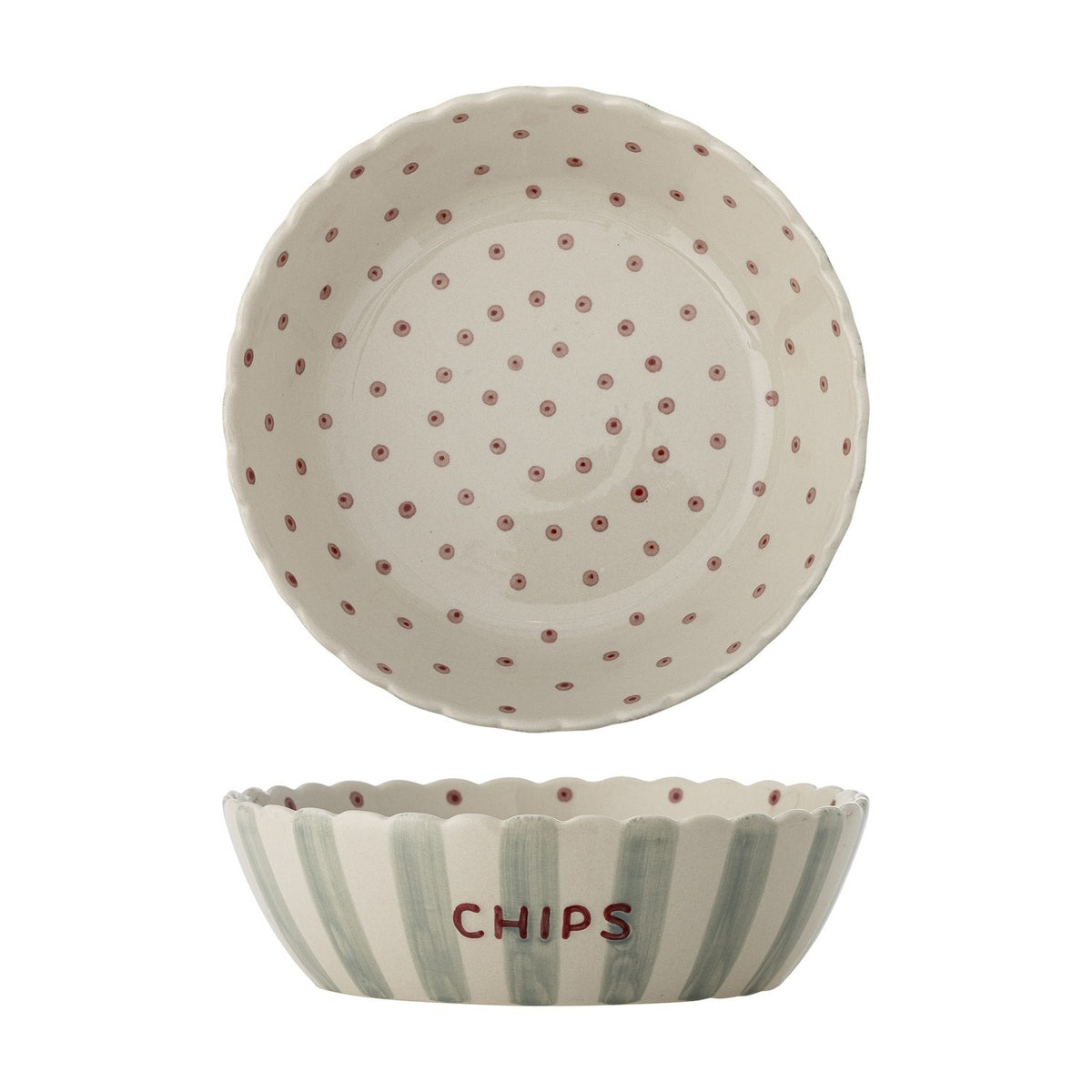 Chip Striped Stoneware Bowl 24cm - Cream