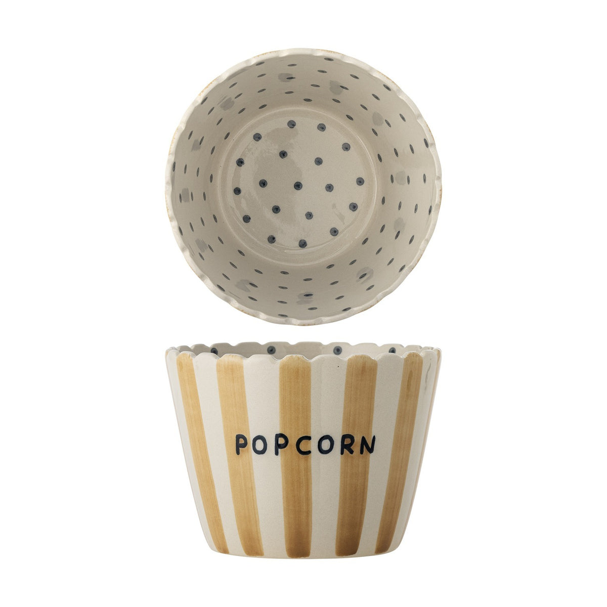 Chip Striped Stoneware Bowl 17.5cm - Yellow