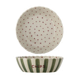 Chip Striped Stoneware Bowl 24cm - Green