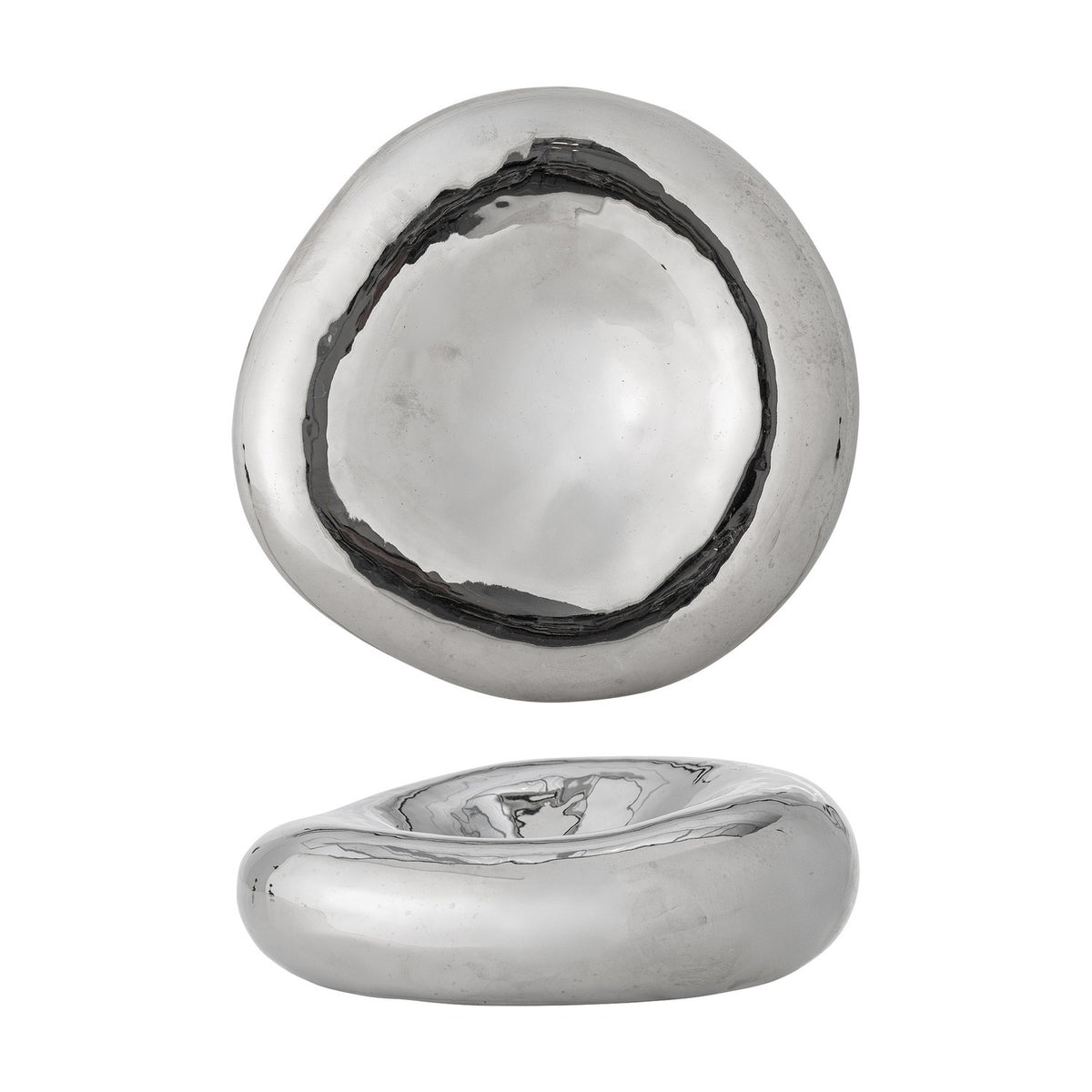 Shine Pebble Stoneware Bowl 18cm - Silver