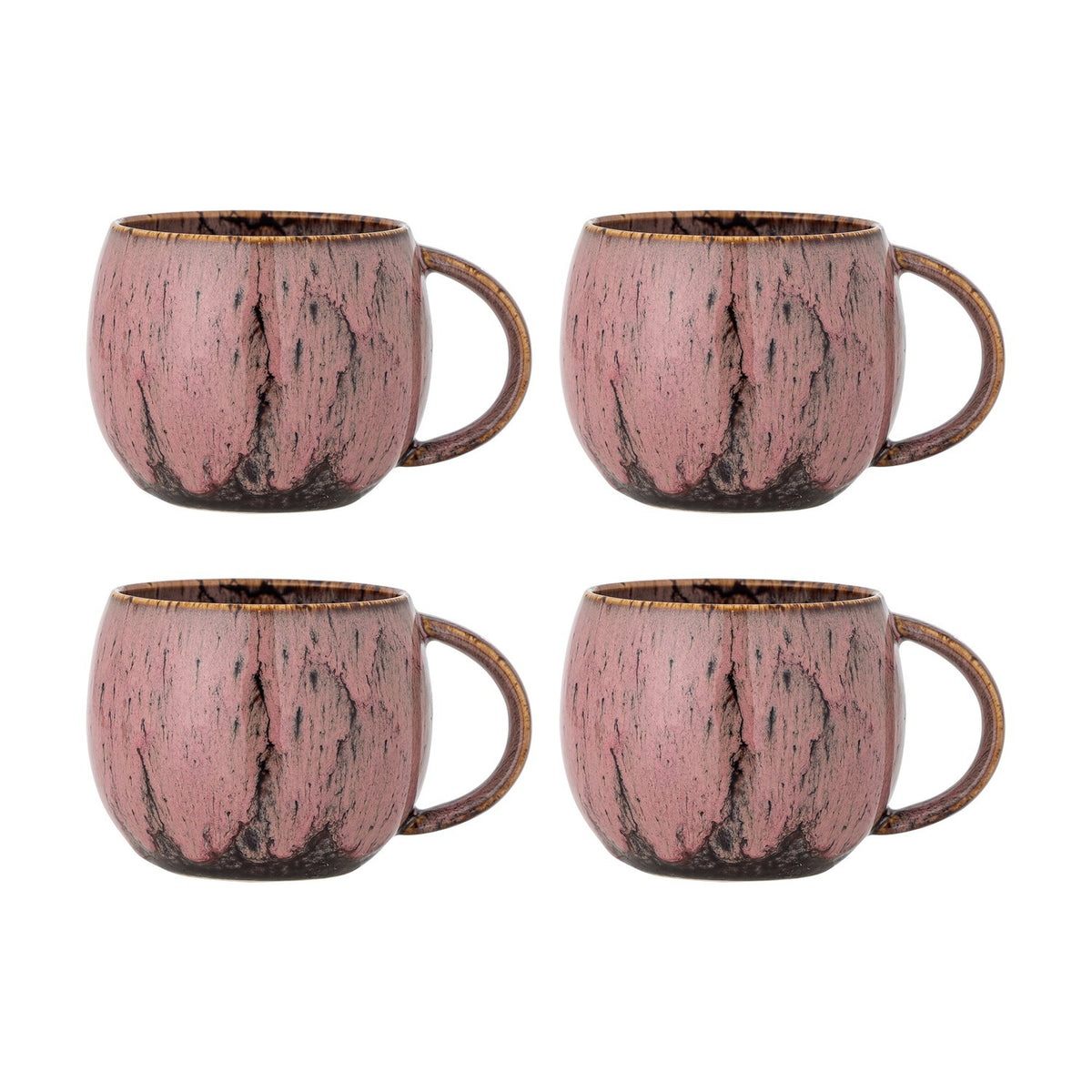 Rayen Stoneware Mugs 390ml Set of 4 - Pink