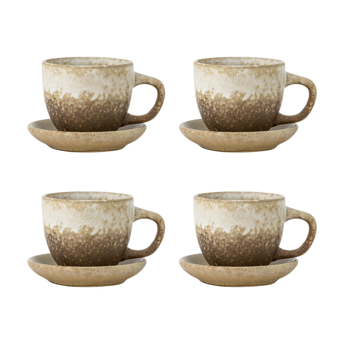 Brenta Stoneware Cup & Saucer 185ml Set of 4 - Beige