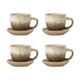 Brenta Stoneware Cup & Saucer 185ml Set of 4 - Beige