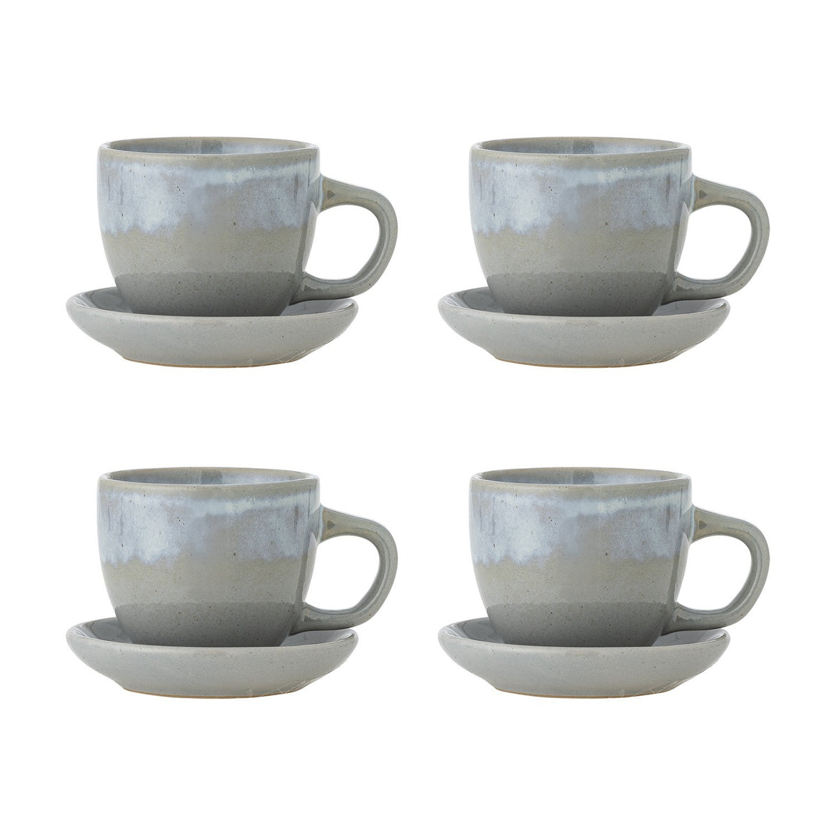 Brenta Stoneware Cup & Saucer 185ml Set of 4 - Grey