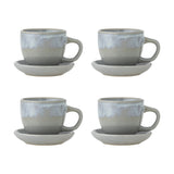 Brenta Stoneware Cup & Saucer 185ml Set of 4 - Grey