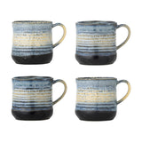 Deana Striped Stoneware Mugs 380ml Set of 4 - Blue