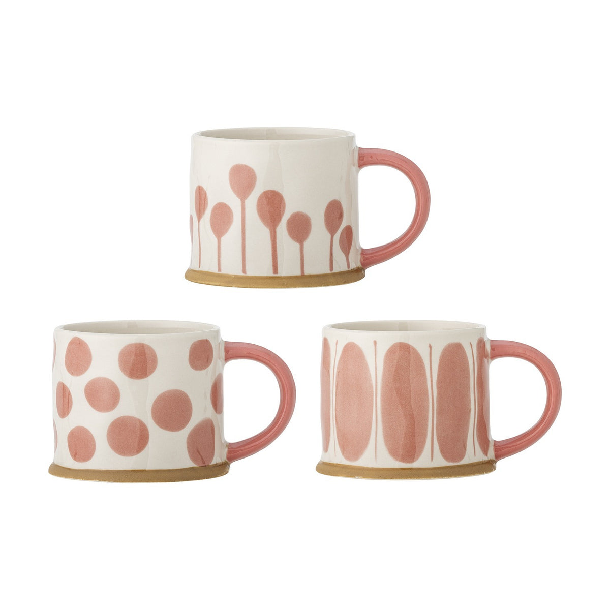 Linora Dotted Stoneware Mugs 450ml Set of 3 - Pink