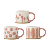 Linora Dotted Stoneware Mugs 450ml Set of 3 - Pink