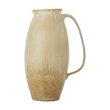 Saskia Speckled Stoneware Vase 31.5cm in Beige, jug-shaped with a looped handle and pinched lip, speckled ceramic finish darkening towards the base, shown on a plain white background.
