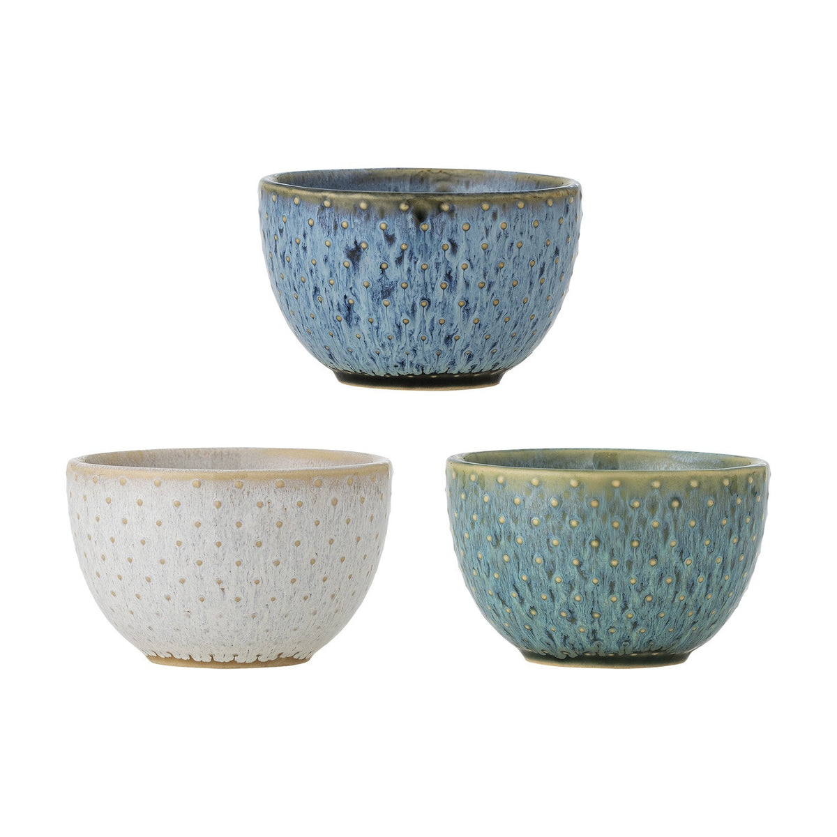 Harriet Dotted Stoneware Bowls 10cm Set of 3 - Blue