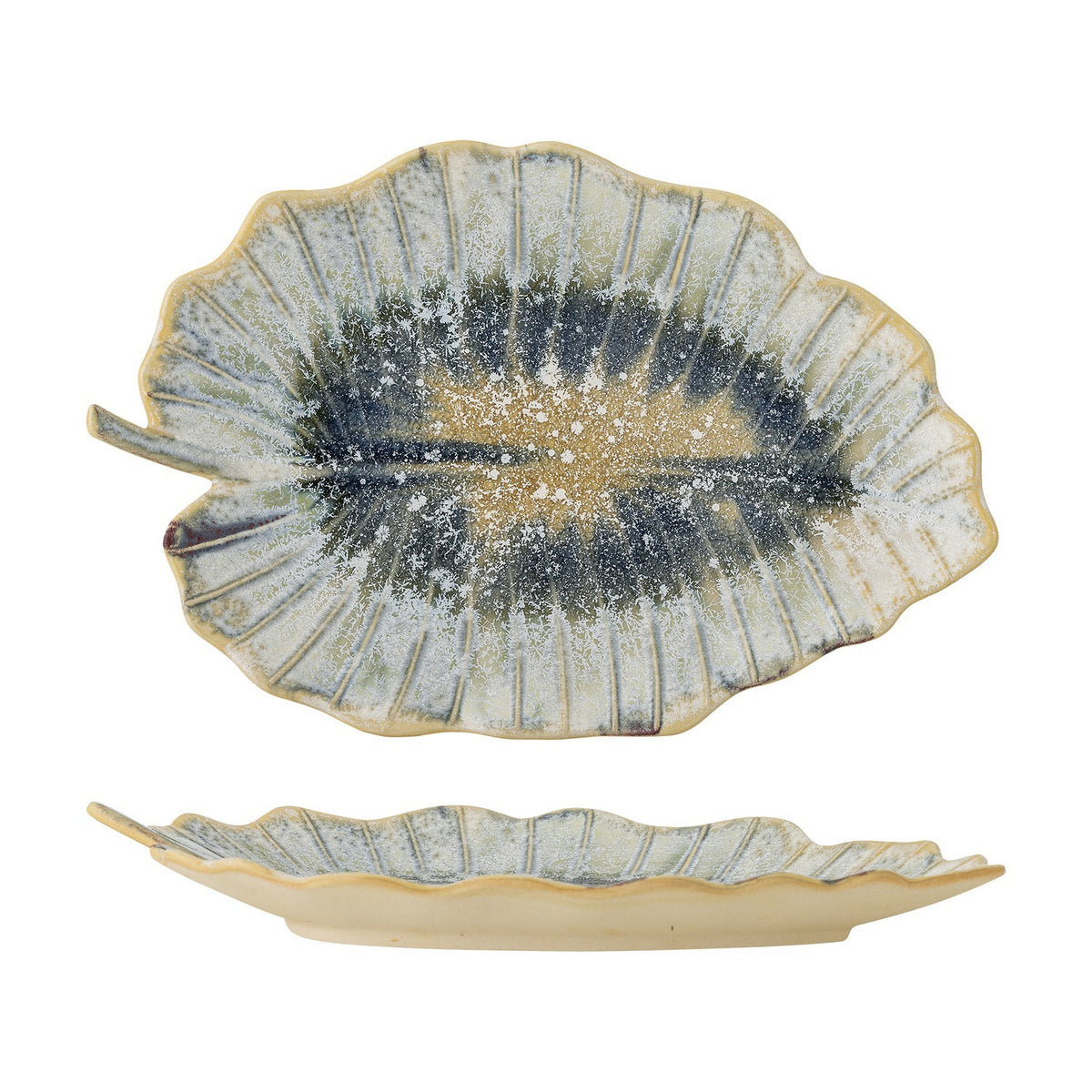 Dorreen Leaf Stoneware Platter - Blue