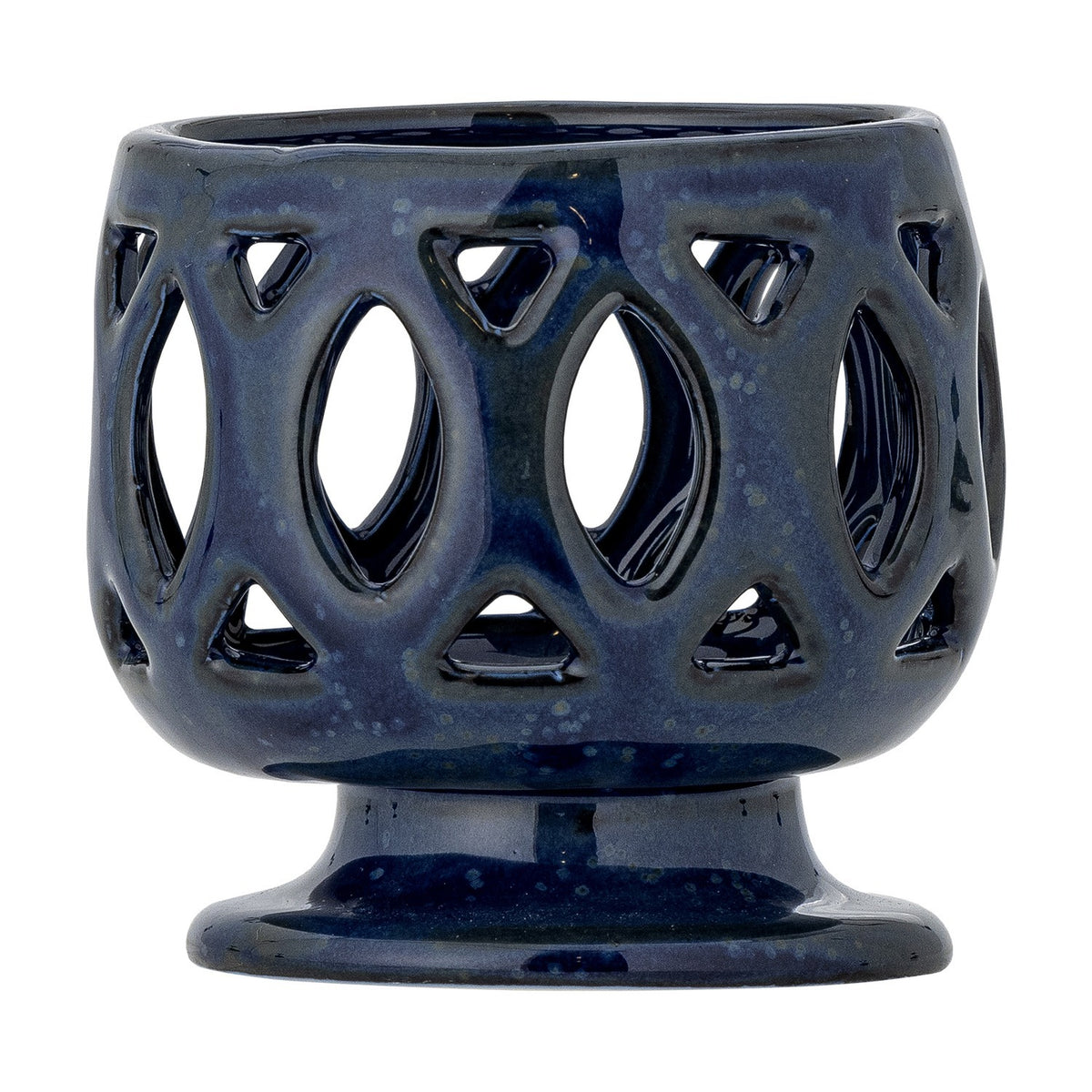 Patty Speckled Stoneware Tealight Holder - Blue