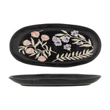 Amberly Floral Stoneware Platter 41x19.5cm - Black