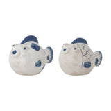 Fugu Fish Stoneware Salt & Pepper Shakers Set of 2 - Cream