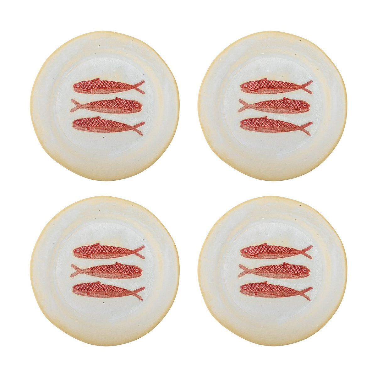 Hadden Embossed Stoneware Dinner Plates Set of 4 - Cream