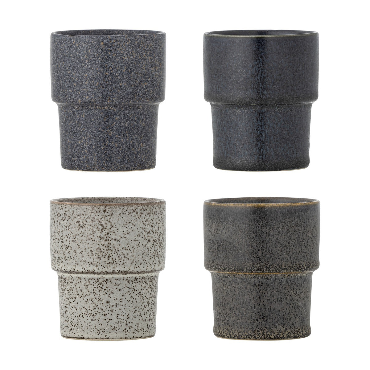 Ewan Grey Stoneware Cups 150ml Set of 4 - Multi