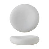 Audra Pebble Stoneware Bowl 30cm in White, shown from above and side-on, a wide, low pebble-shaped dish with a thick rounded rim and speckled matte finish, set against a plain white background.