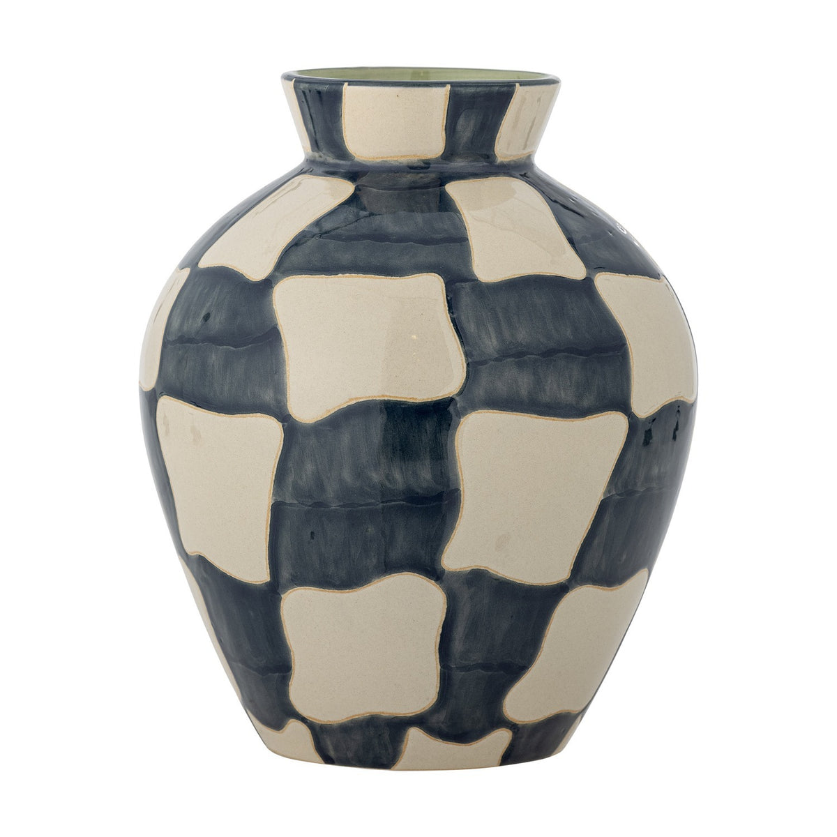 Check Checked Stoneware Vase 24cm - Multi