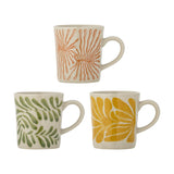 Fauni Stoneware Cups 220ml Set of 3 - Multi