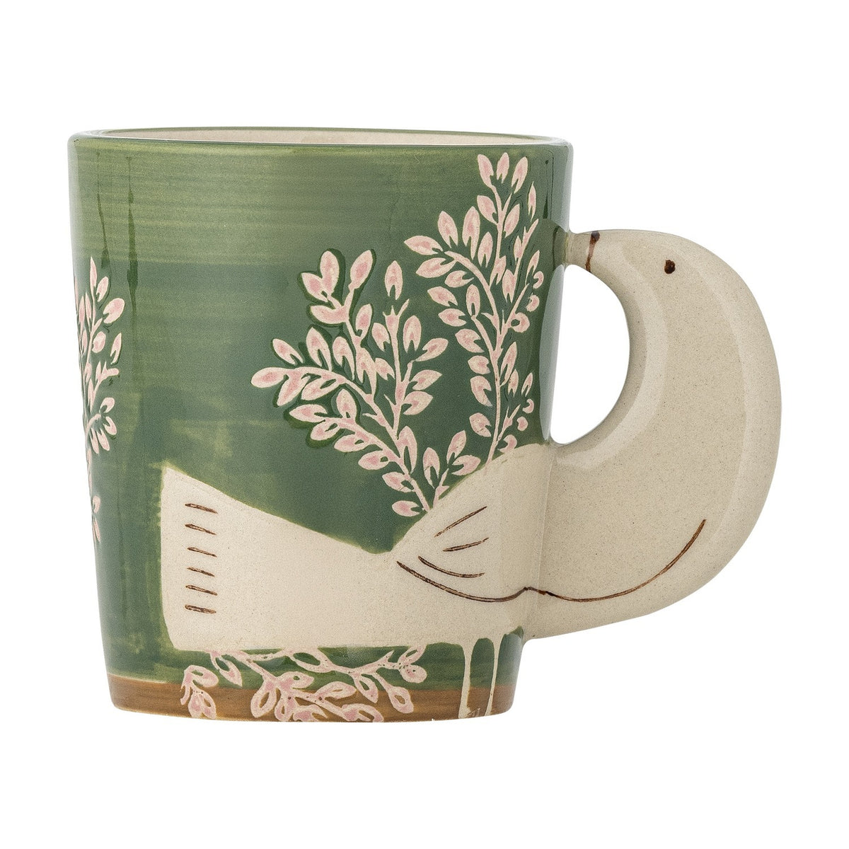 Hezha Floral Stoneware Cup 260ml - Green