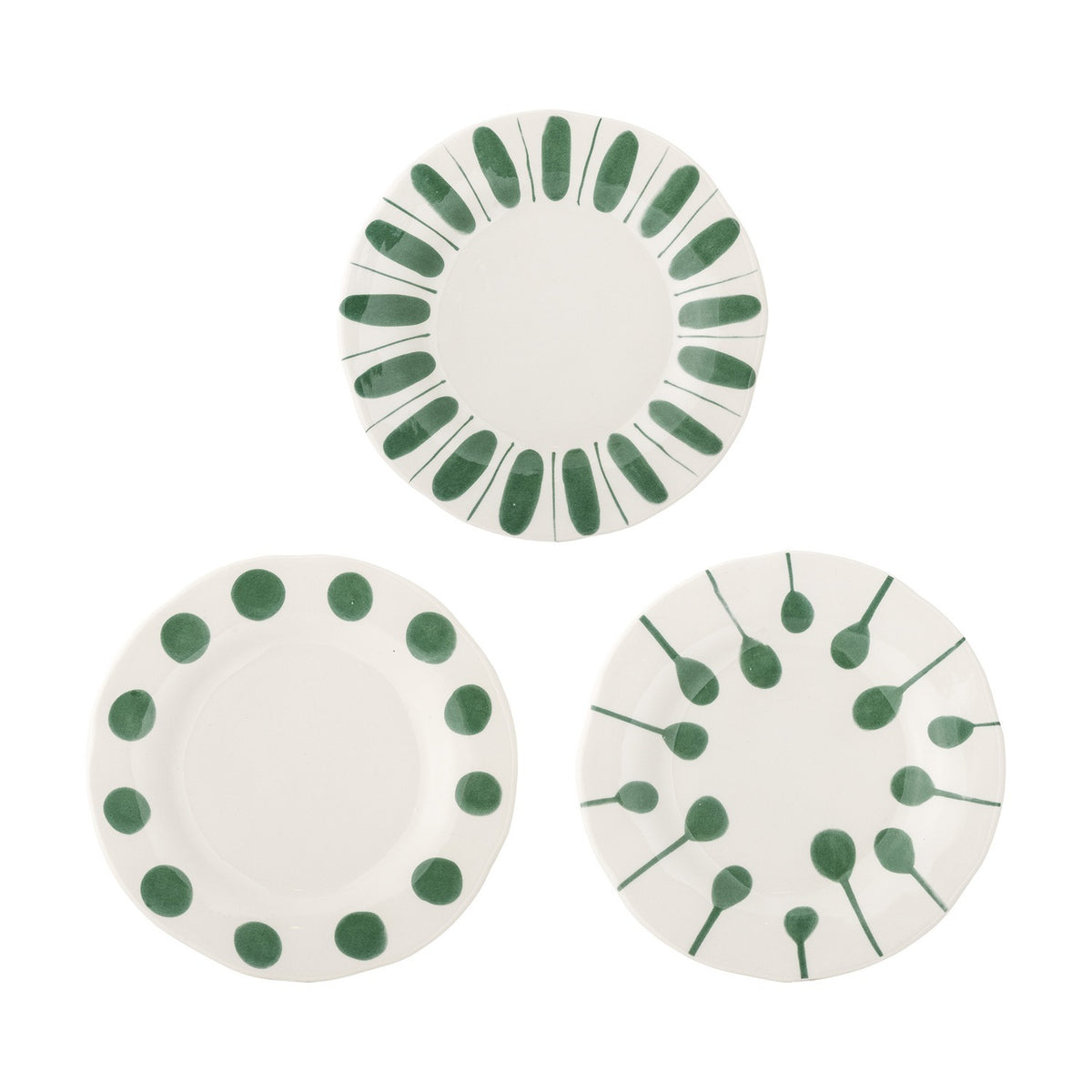 Linora Dotted Stoneware Side Plates Set of 3 - Green