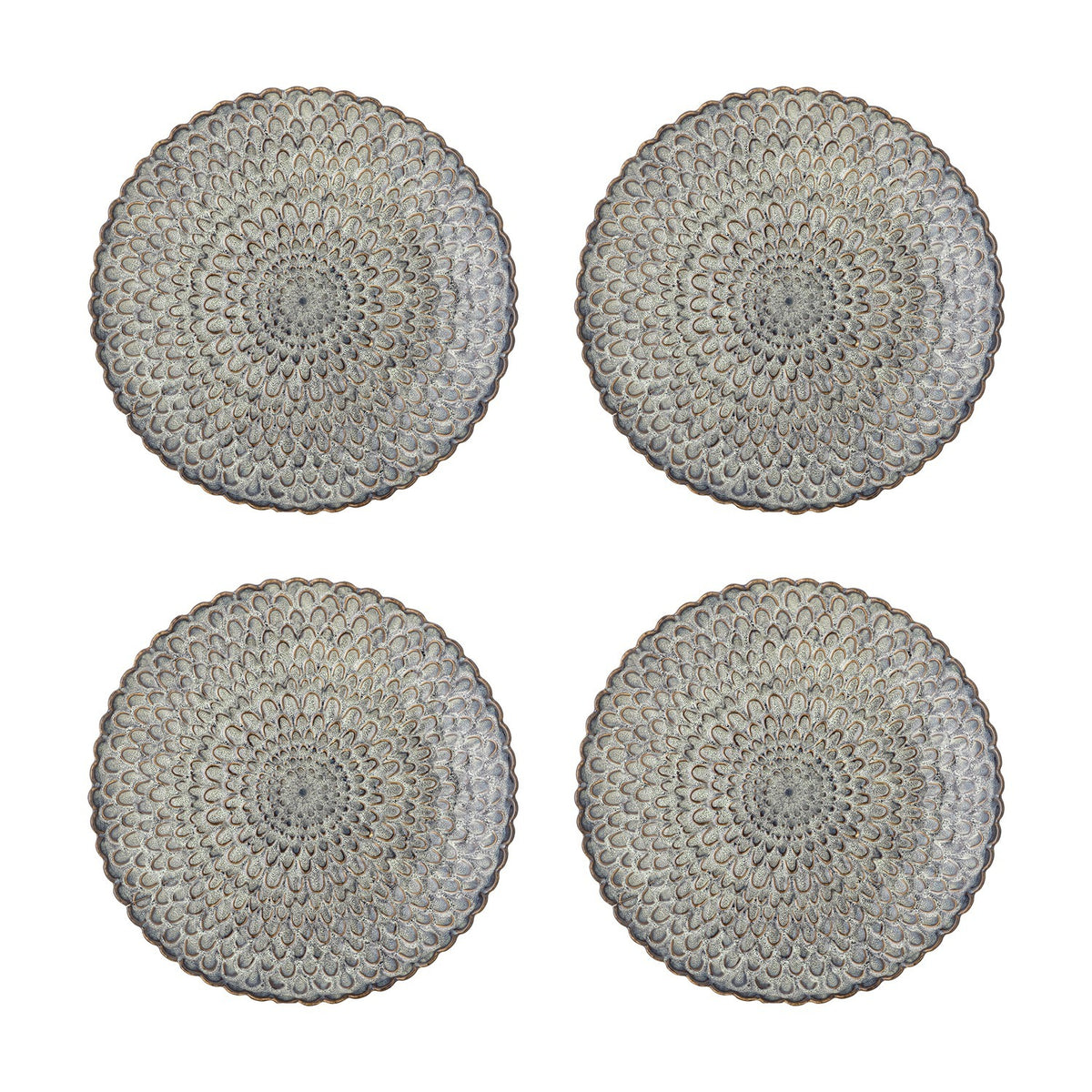 Katrina Wavy Stoneware Dinner Plates Set of 4 - Grey