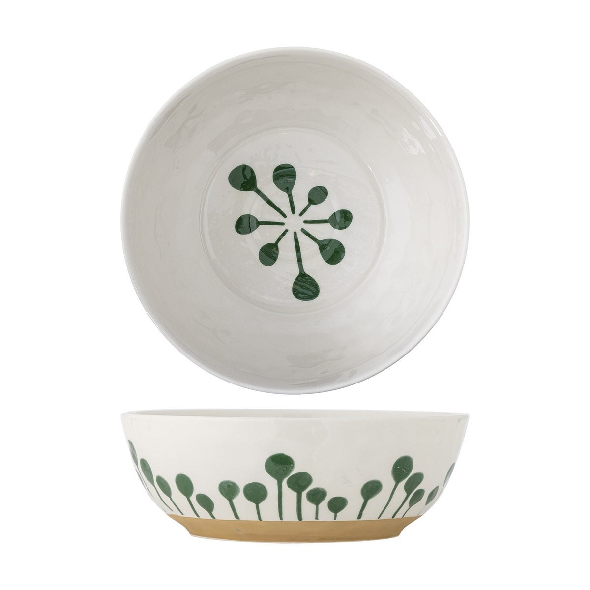 Linora Floral Stoneware Bowl 28cm - White