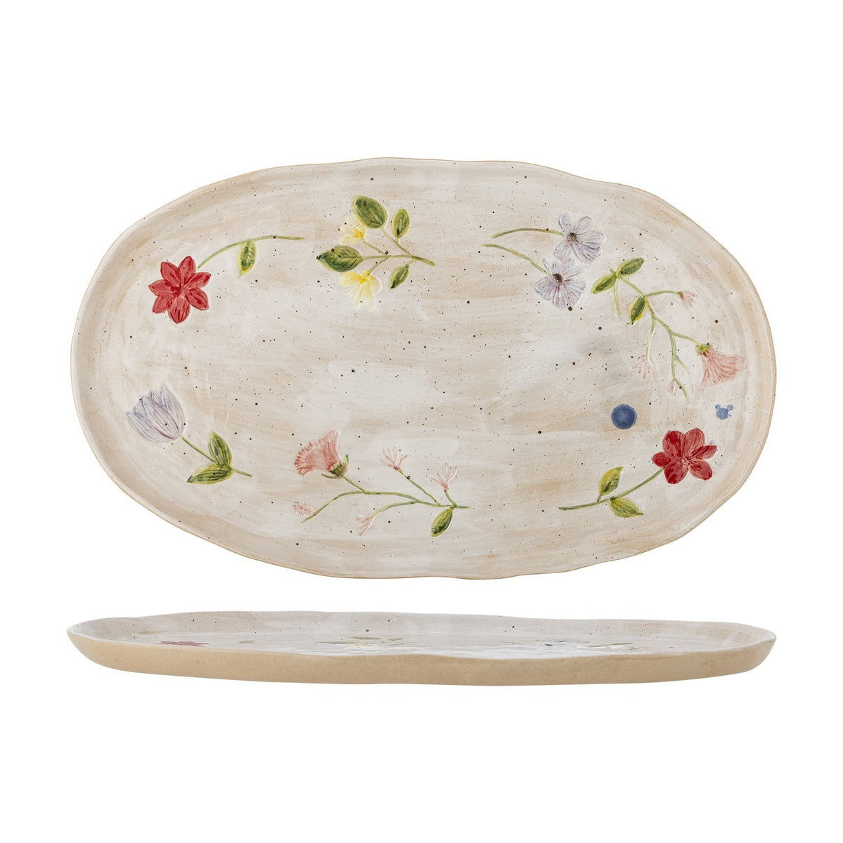 Camilla Floral Stoneware Platter - Beige