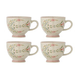 Rosalynde Floral Stoneware Mugs 400ml Set of 4 - Cream