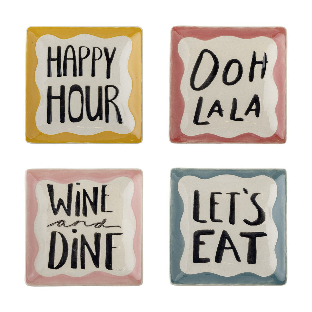 Soline Square Stoneware Plates Set of 4 - Multi