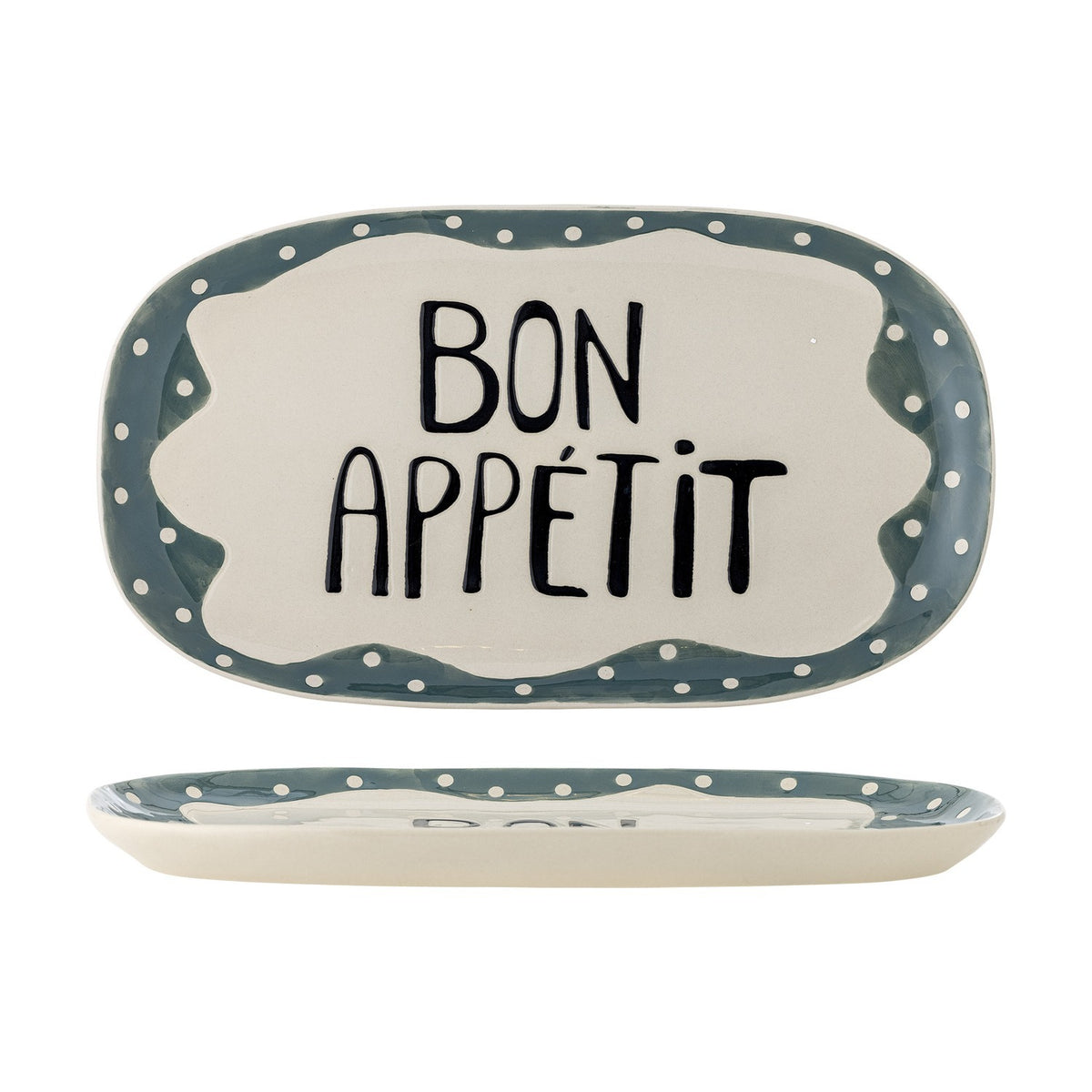 Soline Dotted Stoneware Platter 40x25cm - Multi