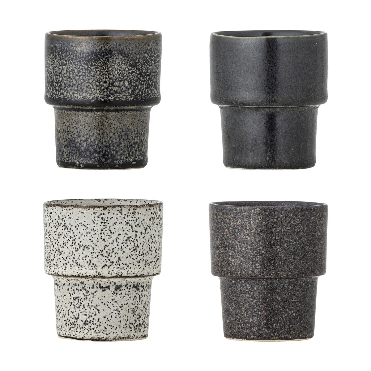Ewan Black Stoneware Espresso Cups 75ml Set of 4 - Multi